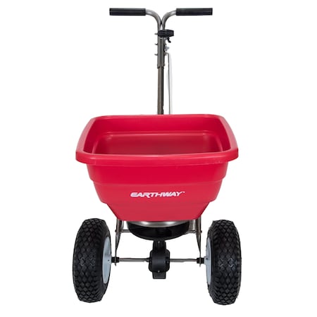 Earthway 80 lbs Cap Broadcast Commercial Spreader For Seeds & Fertilizer, Adjustable T-Handle, Stainlss Steel F80S